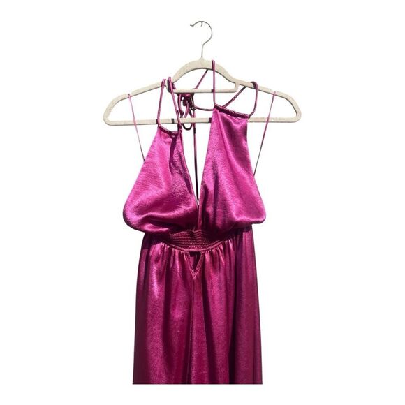 Free People Look into the sun gown in Azalea size small Elegant Pink Satin Gown - Picture 5 of 12